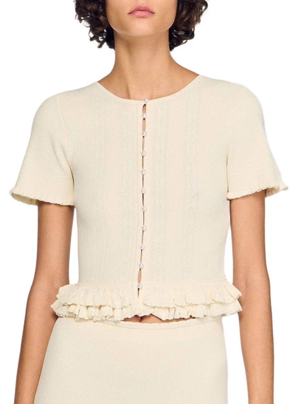 Arianna Ruffled Knit Cardigan